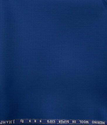 J.Hampstead Men's Wool Self Design Super 120's 1.30 Meter Unstitched Trouser Fabric (Bright Royal Blue) - Image 2