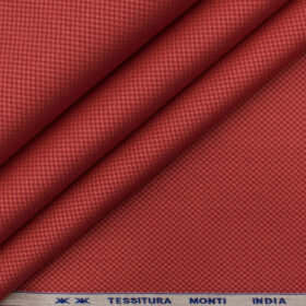 Tessitura Monti Men's Giza Cotton Structured 2.25 Meter Unstitched Shirting Fabric (Cherry Red)