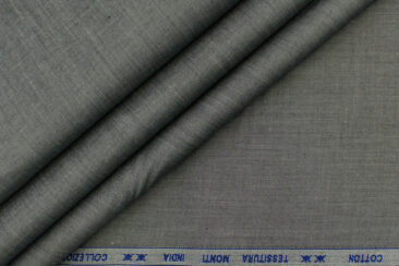 Tessitura Monti Men's Giza Cotton Self Design 2.25 Meter Unstitched Shirting Fabric (Grey)