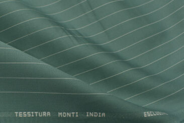 Tessitura Monti Men's Giza Cotton Striped 2.25 Meter Unstitched Shirting Fabric (Ocean Green)