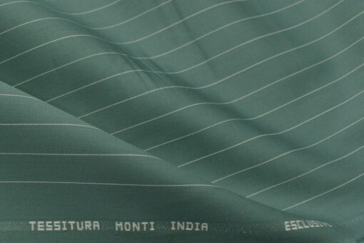 Tessitura Monti Men's Giza Cotton Striped 2.25 Meter Unstitched Shirting Fabric (Ocean Green)
