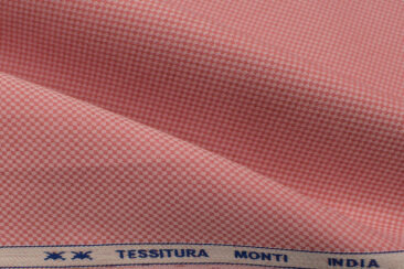 Tessitura Monti Men's Giza Cotton Structured 2.25 Meter Unstitched Shirting Fabric (Peachish Pink)