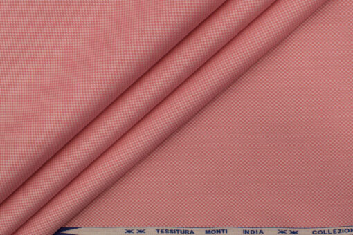 Tessitura Monti Men's Giza Cotton Structured 2.25 Meter Unstitched Shirting Fabric (Peachish Pink)