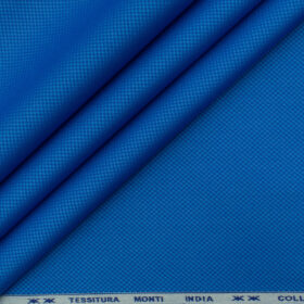 Tessitura Monti Men's Giza Cotton Structured 2.25 Meter Unstitched Shirting Fabric (Royal Blue)