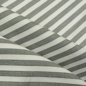 Nemesis Men's Giza Cotton Striped 2.25 Meter Unstitched Shirting Fabric (White)