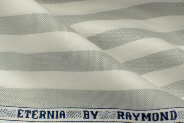 Raymond Men's  Cotton Striped 2.25 Meter Unstitched Shirting Fabric (White)