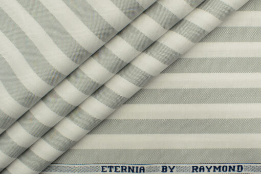 Raymond Men's  Cotton Striped 2.25 Meter Unstitched Shirting Fabric (White)