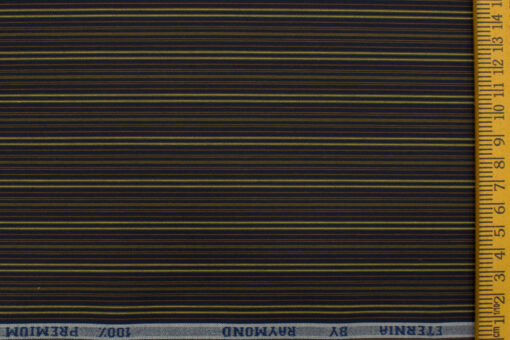 Raymond Men's Premium Cotton Striped 2.25 Meter Unstitched Shirting Fabric (Dark Blue)