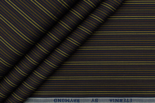 Raymond Men's Premium Cotton Striped 2.25 Meter Unstitched Shirting Fabric (Dark Blue)