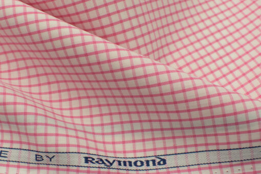 Raymond Men's Premium Cotton Checks 2.25 Meter Unstitched Shirting Fabric (White)