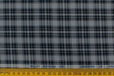 Raymond Men's Premium Cotton Checks 2.25 Meter Unstitched Shirting Fabric (Grey)