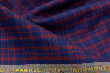 Raymond Men's Polyester Cotton Checks 2.25 Meter Unstitched Shirting Fabric (Dak Royal Blue)