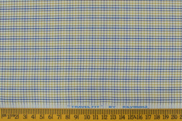 Raymond Men's Polyester Cotton Checks 2.25 Meter Unstitched Shirting Fabric (White & Yellow)