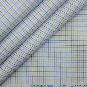 Raymond Men's Polyester Cotton Checks 2.25 Meter Unstitched Shirting Fabric (White & Black)