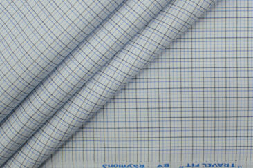 Raymond Men's Polyester Cotton Checks 2.25 Meter Unstitched Shirting Fabric (White & Black)