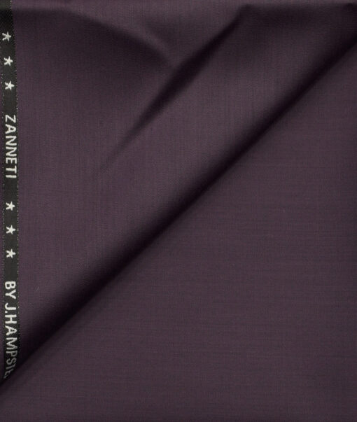 J.Hampstead Men's Wool Solids Super 120's1.30 Meter Unstitched Trouser Fabric (Light Plum Purple)