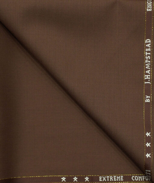 J.Hampstead Men's Wool Solids Super 120's1.30 Meter Unstitched Trouser Fabric (Copper)