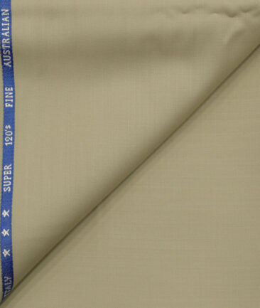 J.Hampstead Men's Wool Solids Super 120's1.30 Meter Unstitched Trouser Fabric (Beige)