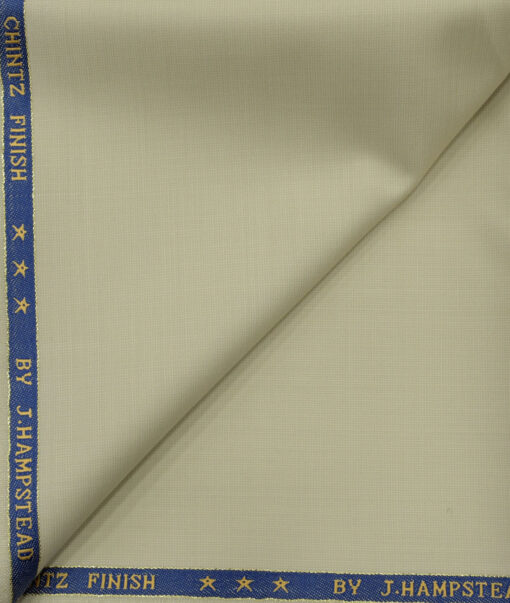 J.Hampstead Men's Wool Structured Super 130's1.30 Meter Unstitched Trouser Fabric (Beige)