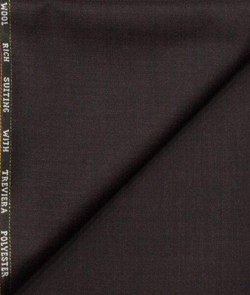 J.Hampstead Men's Wool Self Design Super 130's1.30 Meter Unstitched Trouser Fabric (Dark Wine)