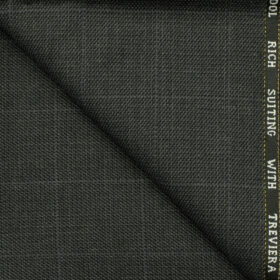 J.Hampstead Men's Wool Structured Super 130's1.30 Meter Unstitched Trouser Fabric (Dark Grey)