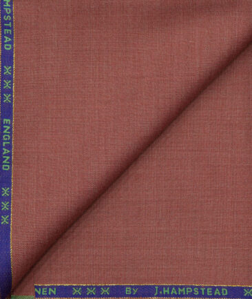 J.Hampstead Men's Wool Self Design Super 130's1.30 Meter Unstitched Trouser Fabric (Blush Red)