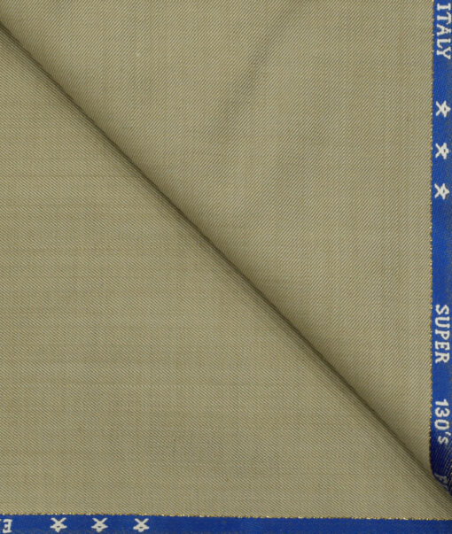 J.Hampstead Men's Wool Solids Super 130's1.30 Meter Unstitched Trouser Fabric (Beige)