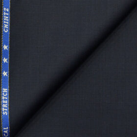 J.Hampstead Men's Wool Structured Super 130's1.30 Meter Unstitched Trouser Fabric (Dark Navy Blue)