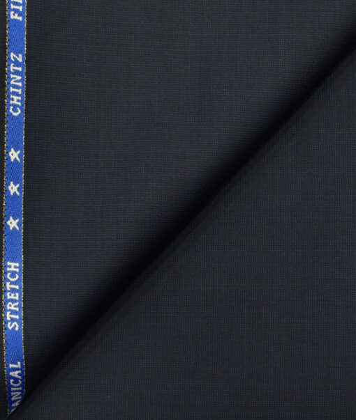 J.Hampstead Men's Wool Structured Super 130's1.30 Meter Unstitched Trouser Fabric (Dark Navy Blue)