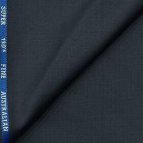 J.Hampstead Men's Wool Solids Super 130's1.30 Meter Unstitched Trouser Fabric (Spruce Blue)