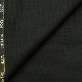 J.Hampstead Men's Wool Structured Super 130's1.30 Meter Unstitched Trouser Fabric (Black)