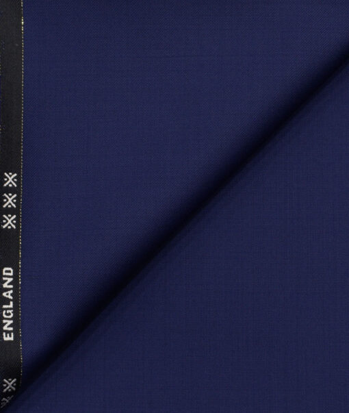J.Hampstead Men's Wool Solids Super 140's1.30 Meter Unstitched Trouser Fabric (Dark Royal Blue)