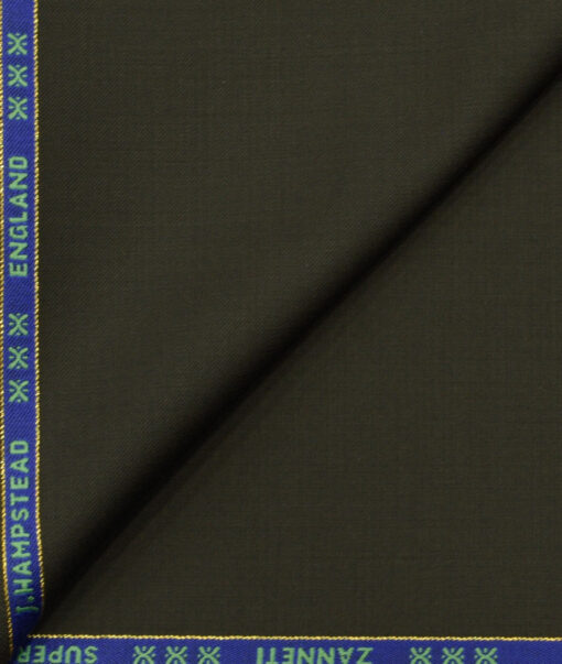 J.Hampstead Men's Wool Solids Super 140's1.30 Meter Unstitched Trouser Fabric (Dark Brown)