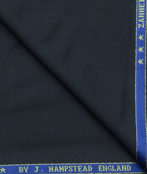 J.Hampstead Men's Wool Structured 1.30 Meter Unstitched Trouser Fabric (Dark Blue)