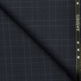J.Hampstead Men's Wool Checks Super 130's1.30 Meter Unstitched Trouser Fabric (Dark Purple)