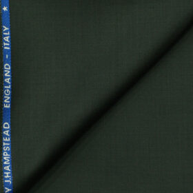 J.Hampstead Men's Wool Solids Super 120's1.30 Meter Unstitched Trouser Fabric (Dark SeaWeed Green)
