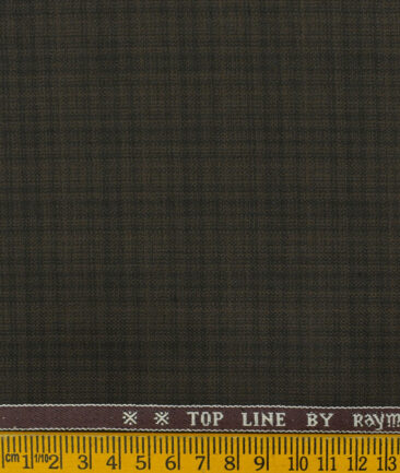 Raymond Men's Polyester Viscose Checks 3.75 Meter Unstitched Suiting Fabric (Dark Brown)