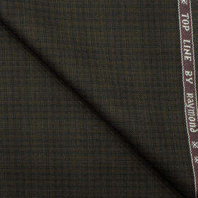Raymond Men's Polyester Viscose Checks 3.75 Meter Unstitched Suiting Fabric (Dark Brown)