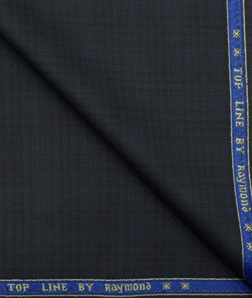 Raymond Men's Polyester Viscose Checks 3.75 Meter Unstitched Suiting Fabric (Dark Blue)
