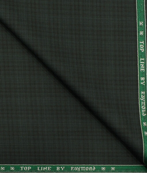 Raymond Men's Polyester Viscose Checks 3.75 Meter Unstitched Suiting Fabric (Dark Green)