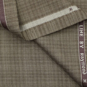 Raymond Men's Polyester Viscose Checks 3.75 Meter Unstitched Suiting Fabric (Medium Brown)