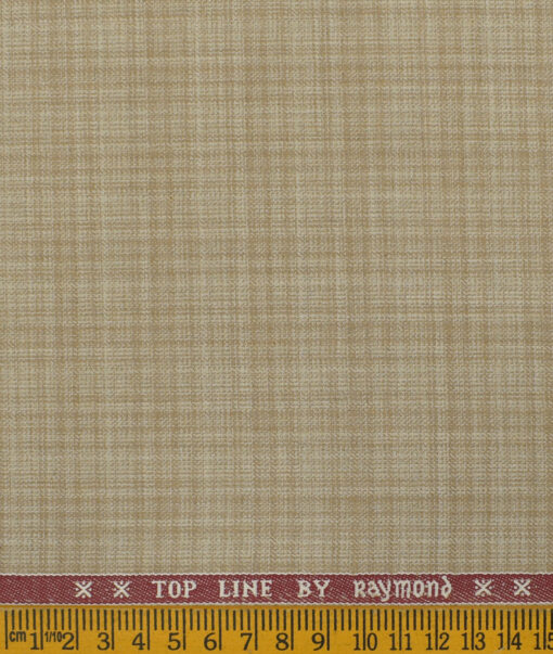 Raymond Men's Polyester Viscose Checks 3.75 Meter Unstitched Suiting Fabric (Beige)