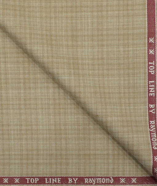Raymond Men's Polyester Viscose Checks 3.75 Meter Unstitched Suiting Fabric (Beige)