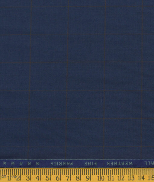 Raymond Men's Polyester Viscose Checks 3.75 Meter Unstitched Suiting Fabric (Royal Blue)
