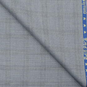 Raymond Men's Polyester Viscose Checks 3.75 Meter Unstitched Suiting Fabric (Sky Blue)