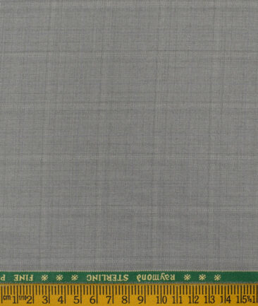 Raymond Men's Polyester Viscose Checks 3.75 Meter Unstitched Suiting Fabric (Light Grey)