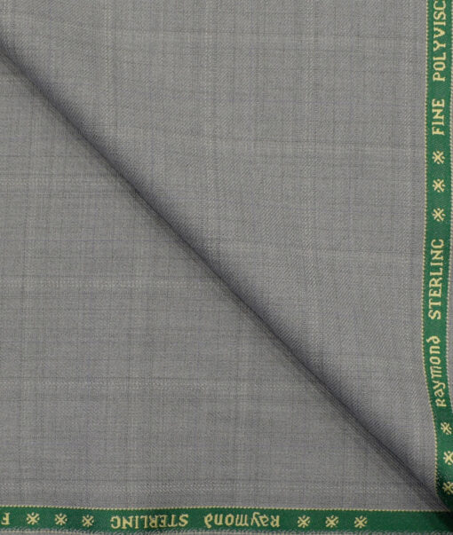 Raymond Men's Polyester Viscose Checks 3.75 Meter Unstitched Suiting Fabric (Light Grey)