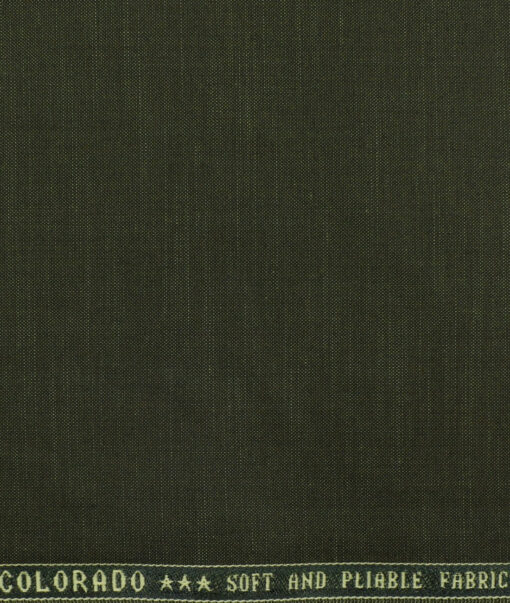 Raymond Men's Polyester Viscose Solids 3.75 Meter Unstitched Suiting Fabric (Dark Green)