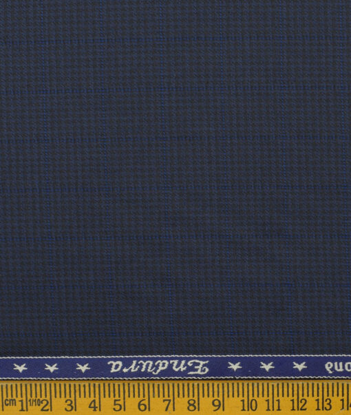 Raymond Men's Polyester Viscose Houndstooth 3.75 Meter Unstitched Suiting Fabric (Dark Blue)