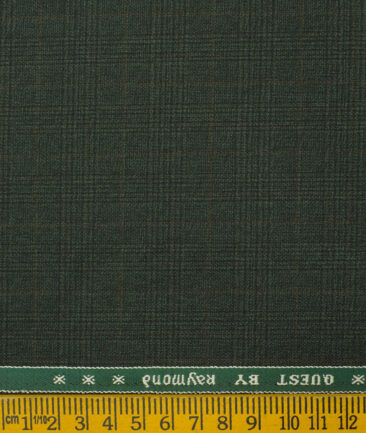 Raymond Men's Polyester Viscose Checks 3.75 Meter Unstitched Suiting Fabric (Dark Green)